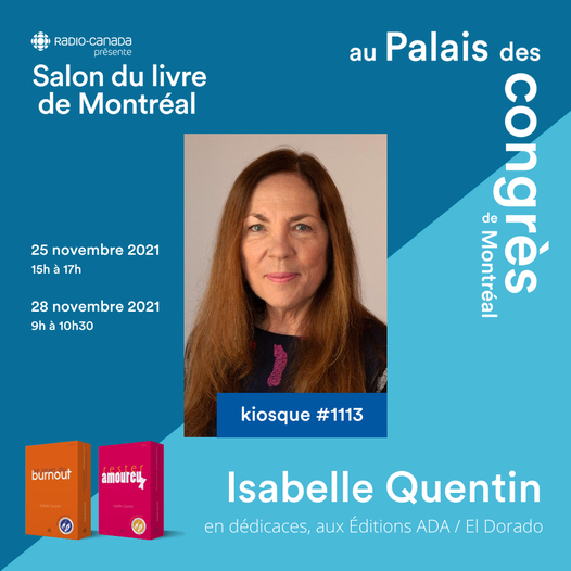 Invitation de l'éditeur ElDorado à rejoindre l'auteure Isabelle Quentin au Salon du livre de Montréal